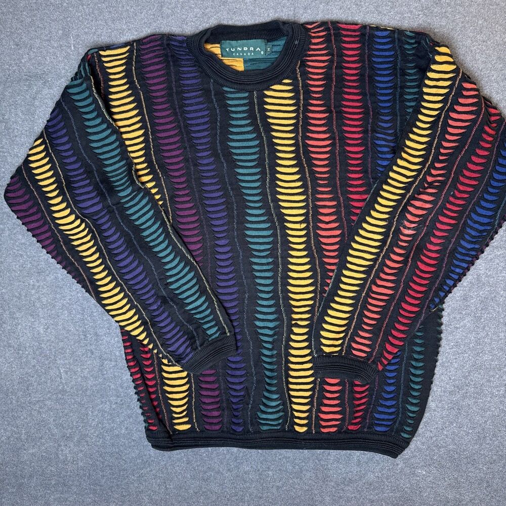 Vintage TUNDRA Canada Coogi Style 3D Knit Cosby Pullover Sweater Men’s Size M
